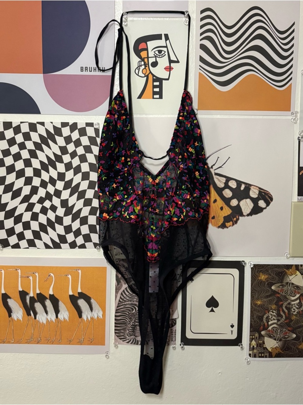 Savage X Fenty Floral Print Halter Thong Bodysuit — NWT